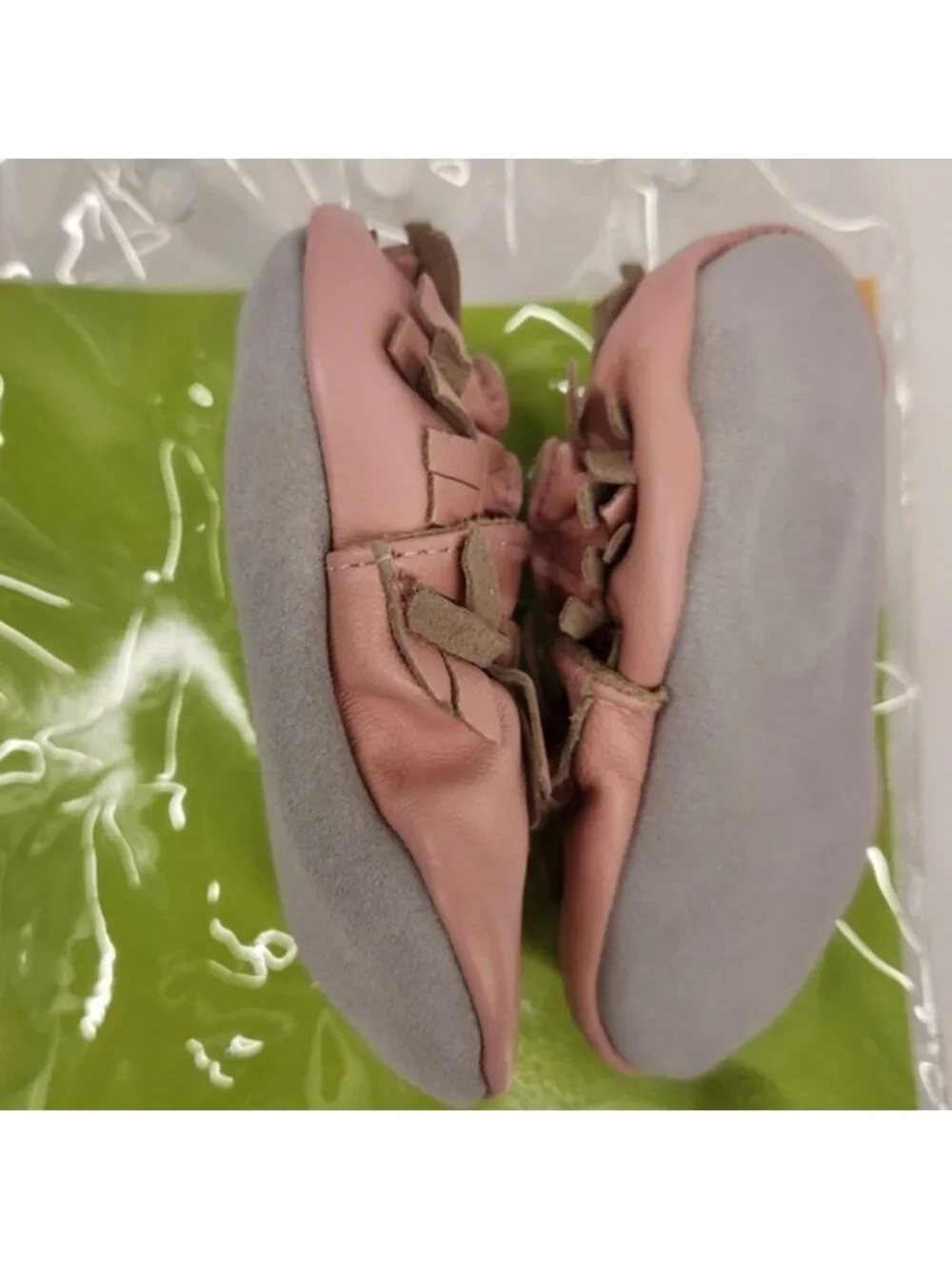 Tickle Toes Pink Genuine Leather Moccasin Baby Shoes Soft Suede Sole 18-24 month